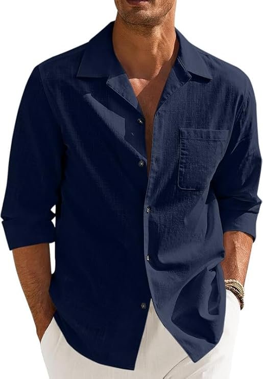 Combo of Men’s Casual Cotton Blend Shirt || Long Sleeve Button Down with Spread Collar | Lightweight Breathable Fabric | Stylish Solid Shirt for Beach, Office & Everyday Wear Pack of 2