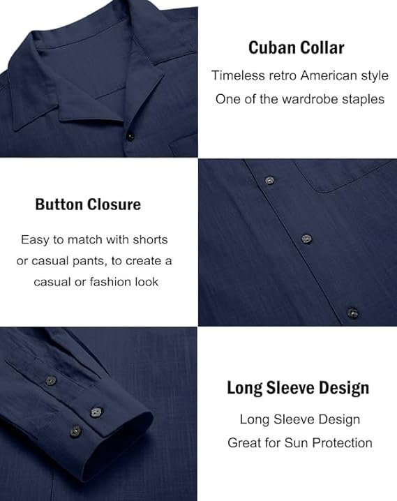 Combo of Men’s Casual Cotton Blend Shirt || Long Sleeve Button Down with Spread Collar | Lightweight Breathable Fabric | Stylish Solid Shirt for Beach, Office & Everyday Wear Pack of 2 - Image 3