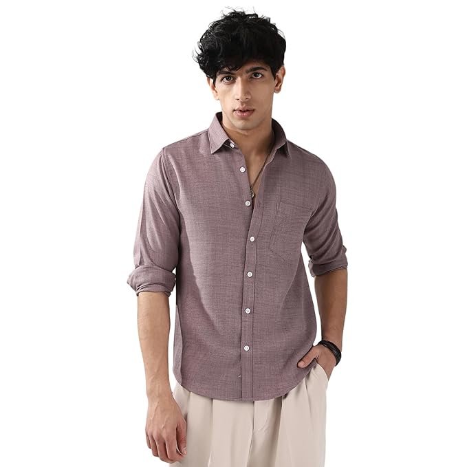 Urbano Fashion Men’s Linen Blend Full Sleeve Relaxed Fit Casual Solid Shirt