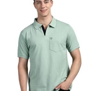 Lux Cozi Men's Half Sleeve Soild Casual Regular Fit T-Shirt with Chest Pocket | Polo Tshirt for Men