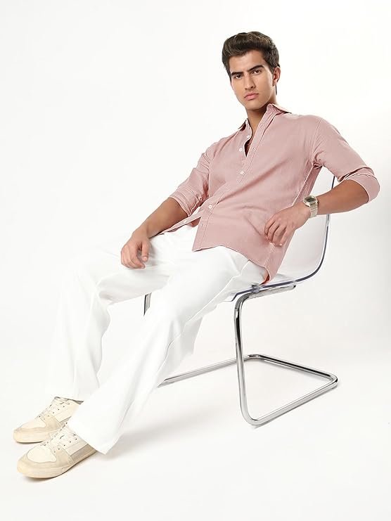 Urbano Fashion Men's Linen Blend Full Sleeve Relaxed Fit Casual Solid Shirt - Image 5