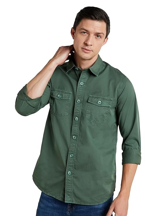 Symbol Premium Men Long Sleeve Casual Washed Cotton Twill Shirt (Regular Fit)