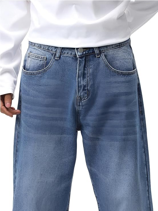 Ben Martin Men Jeans || Baggy Fit Jean's for Man || Loose Fit High Rise Denim || Stretchable Casual Wear Jean,s || Dance Rap Rapping Style Pant for Men || Denim Cotton Jeans (0) - Image 3